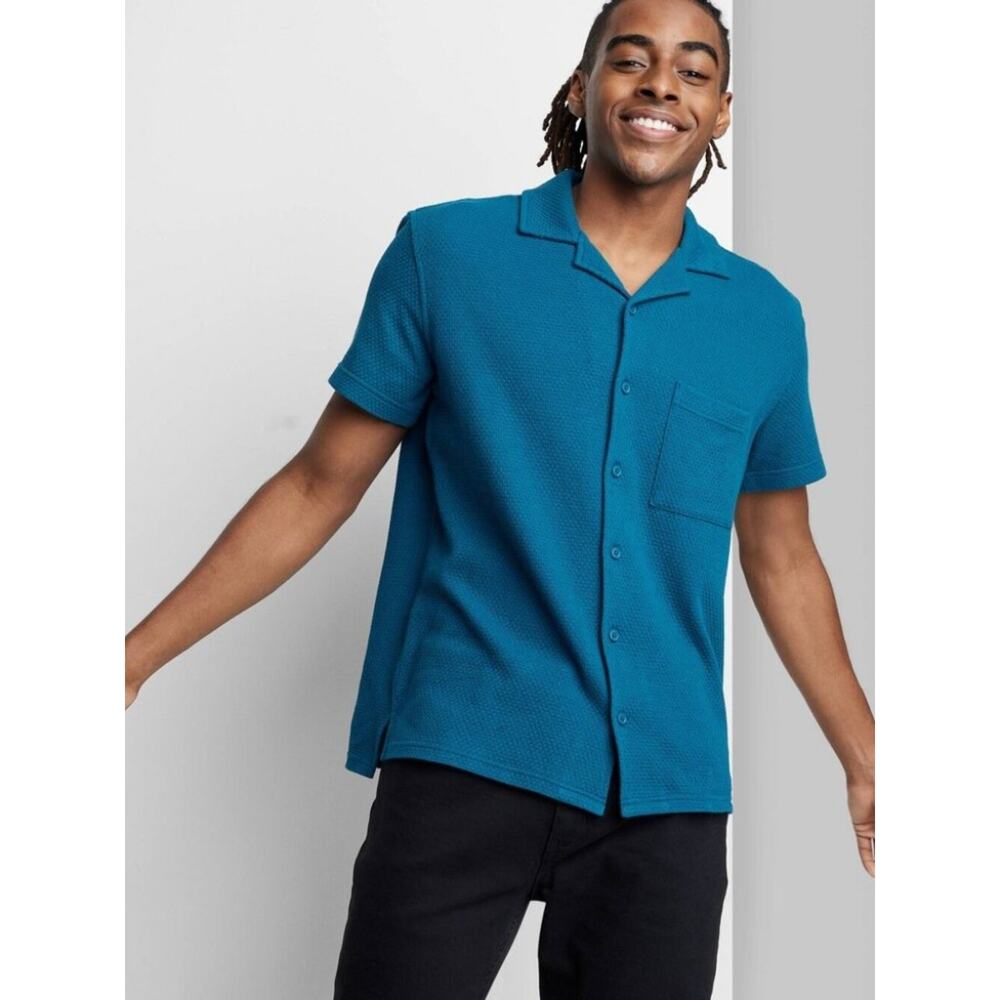 Original Use Teal Short-Sleeve Button-Down Shirt size Large